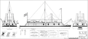 USS CAIRO. Cannoniera fluviale 1861 piano di modellismo M 1:50 - Foto 1 di 4