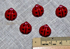 Lot of (5) 12mm x 13mm Round Shank Red & Black LadyBug Buttons