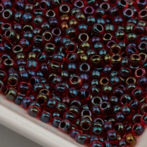 Toho Seed Beads 8/0 Black Lined Dark Ruby Luster 15g #400 10642174 - Picture 1 of 1