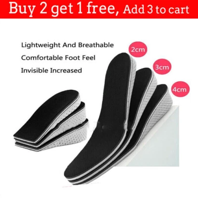 Shoe Height Increase Insoles Heel Lift 2-4cm Pads Sole Foot Unisex Washable AF