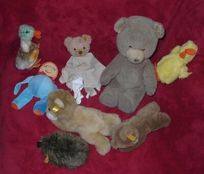 8 Steiff Tiere Bär Igel Ente Männchen Küken - Bild 1 von 4
