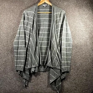 Fat Face Cardigan Sweater Women's 12 Gray White Striped Cotton Knit Long Sleeve - Picture 1 of 9