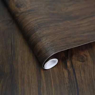 Wood Peel & Stick Wallpaper 116" x 23.5" Dark Brown Real Wood Texture DIY Decor - Image 1 of 4