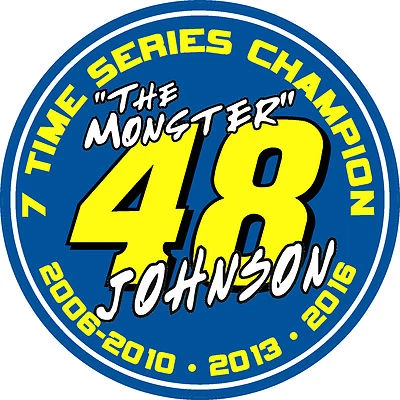 #48 Jimmie Johnson 7 Time Series Campeón Carreras Calcomanía Adhesiva - BLANCO O AZUL Foto 1 de 2