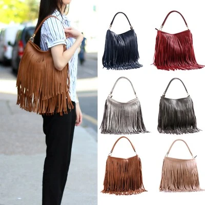 Beautiful Lady Tassel Cowgirl Fringe Designer Leather Shoulder Crossbody Bag Hot - Image 1 of 4