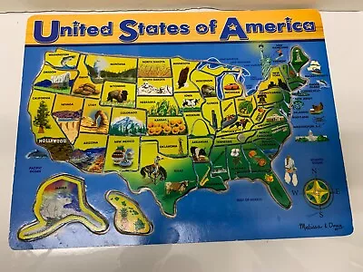 Melissa & Doug Deluxe USA Wooden Map Puzzle, Complete - Image 1 of 4