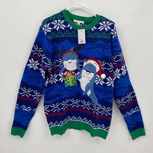 Suéter de Navidad Celebrate Together para hombre manga larga fea ballena azul talla L - Imagen 1 de 7