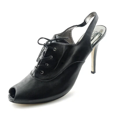 Zapatos de salón GUESS negros con cordones punta abierta 5" tacones de aguja 10 M usados 1x Foto 1 de 4