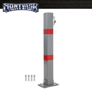 Square Heavy Duty Foldable Bolt Down Security Parking Post Bollard Driveway - Picture 1 of 12