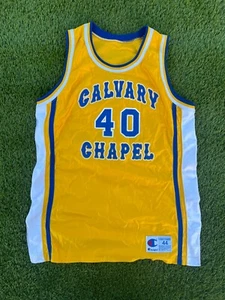 Vintage 90s Champion Calvary Chapel Church Basketball Jersey #40 size 44 - Picture 1 of 9