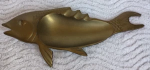 Vintage massiver Messing Fisch Aschenbecher MCM maritimes Dekor Taiwan Schmuckschale Moby Dick - Bild 1 von 7