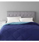 Reversible Lightweight Microfiber Comforter Blanket, King, Navy/Sky Blue