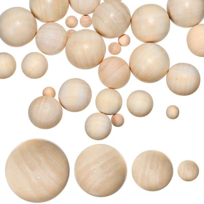  40 Pcs Bastel Kugeln Runde Bastelkugeln Unfertige Holzperlen Bastelbälle - Bild 1 von 2