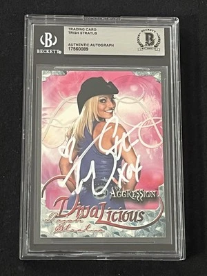 TRISH STRATUS 2003 FLEER WWE AGGRESSION SIGNED AUTOGRAPHED CARD BAS AUTHENTIC - Image 1 of 2