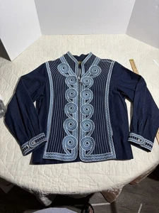 Bob Mackie Wearable Art Embroidered Denim Jacket – Women’s Medium – Blue - Picture 1 of 6
