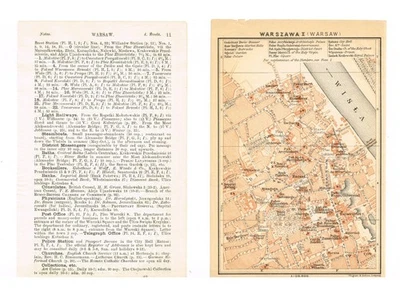 WARSAW  inner city Original map 1914  ANTIQUE Warszawa  POLAND   English & Pol. - Image 1 of 4