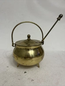 Brass Smudge Pot Cauldron Fire Starter With Lid And Pumice Wand Vintage Japan - Picture 1 of 7