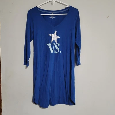 Ночная рубашка Victoria's Secret VS размер Small синяя серебристая звезда длинные рукава пижамы - Изображение 1 из 3