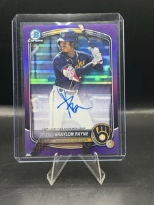 2025 Bowman Chrome Prospects Braylon Payne Purple Refractor Auto 101/250 Brewers - Bild 1 von 2