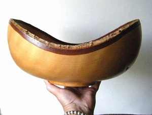 13" Handmade Freeform Live Edge Birch Wood Large Bowl Alaska Artist Buz Blum - Picture 1 of 7