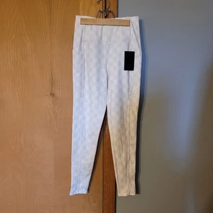 New Hurley Max Womens Size S Pocket Leggings Checkered Print Ivory Combo - Picture 1 of 10