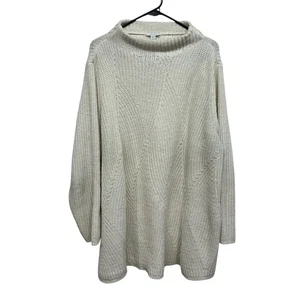 J.Jill Chenille Mock Neck Sweater Women's 2X Beige Knit Pullover Long Sleeve - Picture 1 of 7