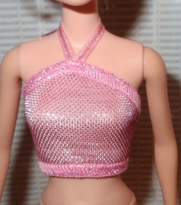 TOP 2024 MY SCENE CHELSEA SHIMMERY PINK HALTER SHIRT FITS MADE TO MOVE DOLL - Image 1 of 4
