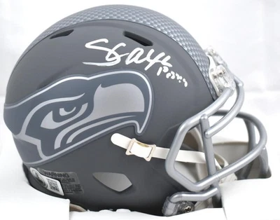 Mini casco de pizarra autografiado por Shaun Alexander Seattle Seahawks-Beckett con holograma Foto 1 de 4