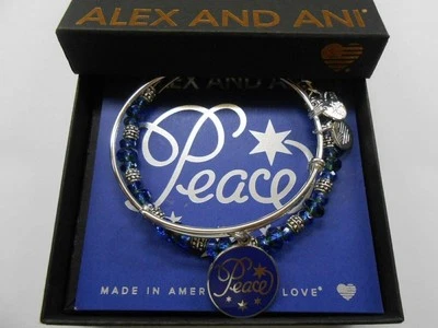 Alex and Ani Marineblau Urlaub Peace Set Mit 2 Bettelarmband Glänzend Silber - Bild 1 von 4