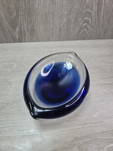 Vintage Norsk Hadeland Blau Glas Someroso Aschenbecher Schmuckschale - Bild 1 von 10