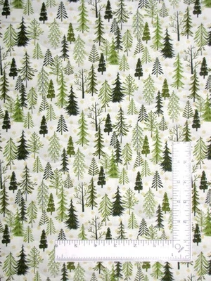 Christmas Tree  Pine Trees Fabric By The Yard Winter Joy Cotton by Henry Glass - Image 1 of 2