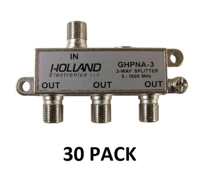 30 PACK HOLLAND COAXIAL SPLITTER (3-WAY) 2-1500MHZ GHPNA-3 - Image 1 of 4