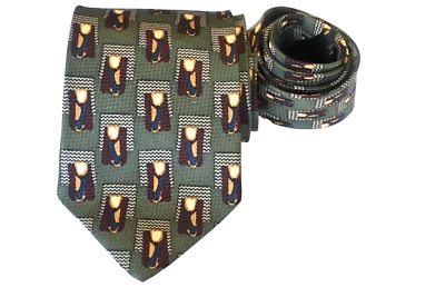 JZ RICHARDS мужской галстук зеленый/геометрический ширина: 3,7/8» длина: 57» - Изображение 1 из 3