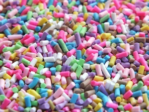 NEU 2-5mm 20g FAKE FOOD Polymer Clay Eiscreme Streusel 100er 1000er Topping - Bild 1 von 1