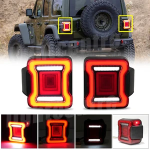 Smoked LED Tail Lights w/Running Turn Signal for Jeep Wrangler JL/JLU 2018-2023 - Picture 1 of 9