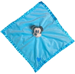 Disney Bebé Mickey Mouse Lovey Seguridad Borde Satinado Manta Azul Felpa 15" lovie - Imagen 1 de 3