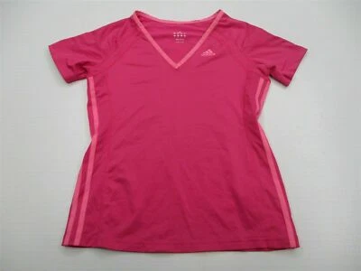 Camiseta ADIDAS Para Mujer Talla S Tres Rayas Transpirable Malla Rosa Cuello en V Foto 1 de 4