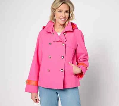 Gabardina Dennis Basso Doble Pecho con Detalle Color Pop Rosa S A644464 Foto 1 de 4