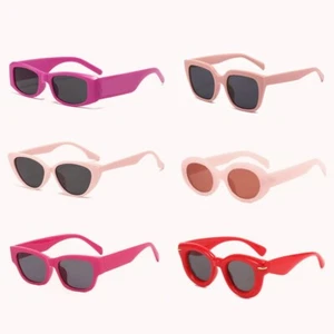 Fashion Dopamine Colorful Pink Retro Vintage Outdoor UV Shade Eyewear Sunglasses - Picture 1 of 49