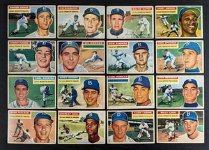 1956 Topps Baseball Set Break Brooklyn Dodgers Team Lot 16 Cards - Picture 1 of 3