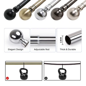 Metall Gardinenstange ausziehbar 28 mm Gardinenstange Set mit Endstücken Ringe Stangenbeschläge - Bild 1 von 42