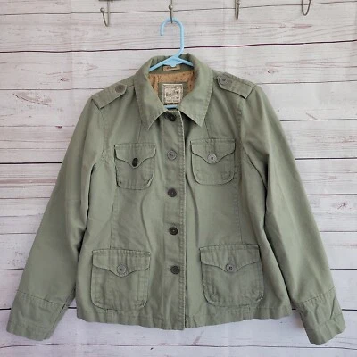 Chaqueta corta con volantes tallada verde estilo safari botón delantero para mujer talla L Foto 1 de 4