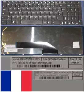 Azerty Keyboard FR ASUS K50 K70 MP-07G76F0-5283 0NK0-EL1FR02 04GNV91KFR Black - Picture 1 of 1