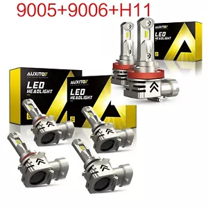 AUXITO 6X 9005 9006 H11 LED Headlight Kit 6500K 60W 7200LM light Bulbs Plug&Play - Picture 1 of 29