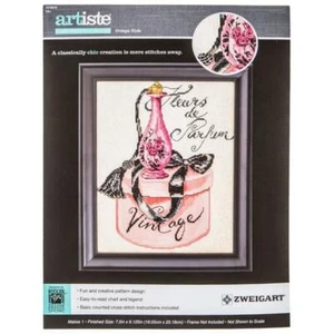 Zweigart Artiste Cross-Stitch Kit #1576610 - Vintage Style Pink & Black NIP - Picture 1 of 3