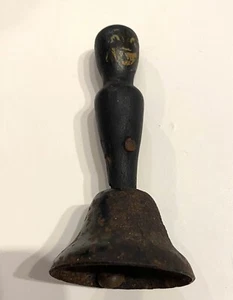 Vintage Sammelfigur Glockengesicht bemalt auf Holzgriff - Bild 1 von 6