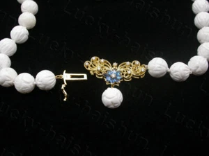 AAA Natural 17" 8mm 10mm 12mm Round White Carving Coral Gemstone Beads Necklace - Picture 1 of 7