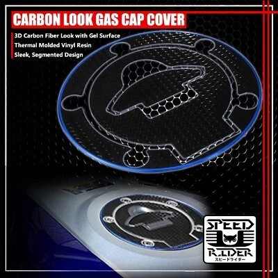 14-20 YAMAHA YZF R3 YZFR3 PERFORADO NEGRO Y CROMO AZUL TANQUE DE GASOLINA TAPA DE COMBUSTIBLE CUBIERTA Foto 1 de 4