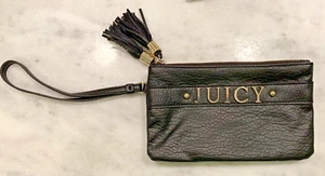 JUICY COUTURE Women's BLACK WRISTLET Clutch DOUBLE COMPARTMENT with TASSELS - Picture 1 of 4
