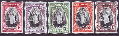 Tonga 1944 SC 82-86 MH Set Queen Salote Silver Jubilee Cover